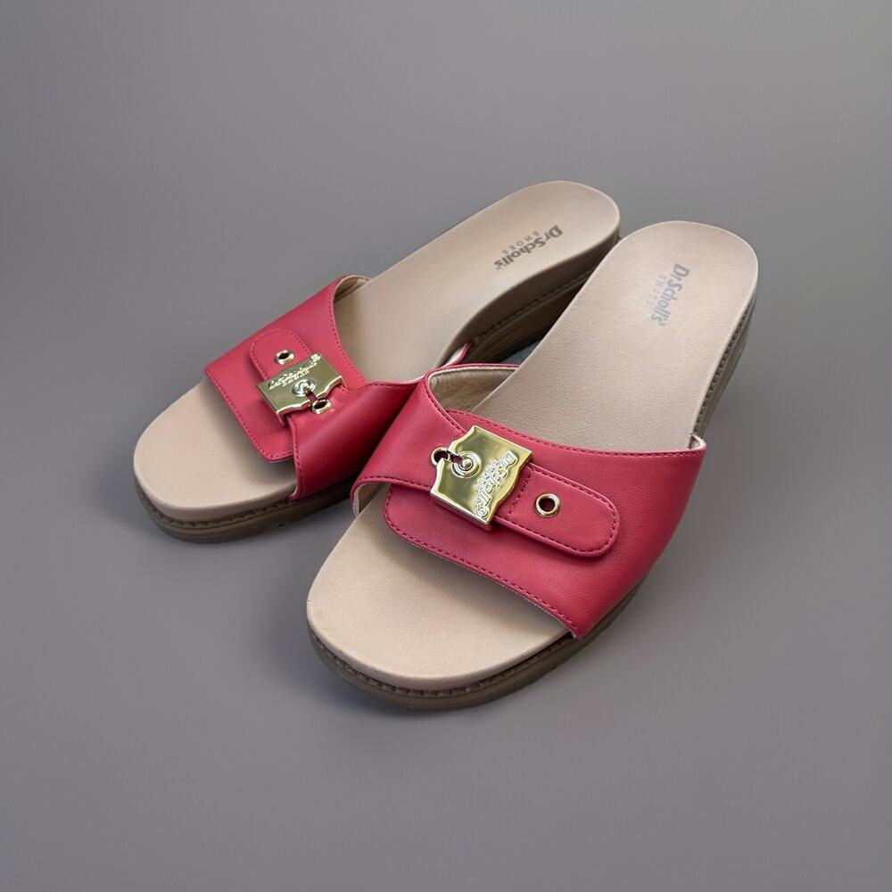 WOMEN'S RED/TAN DR. SCHOLL'S ICONIC SLIDE ON BEACH/POOL SANDAL SIZE 8.5 NWOT